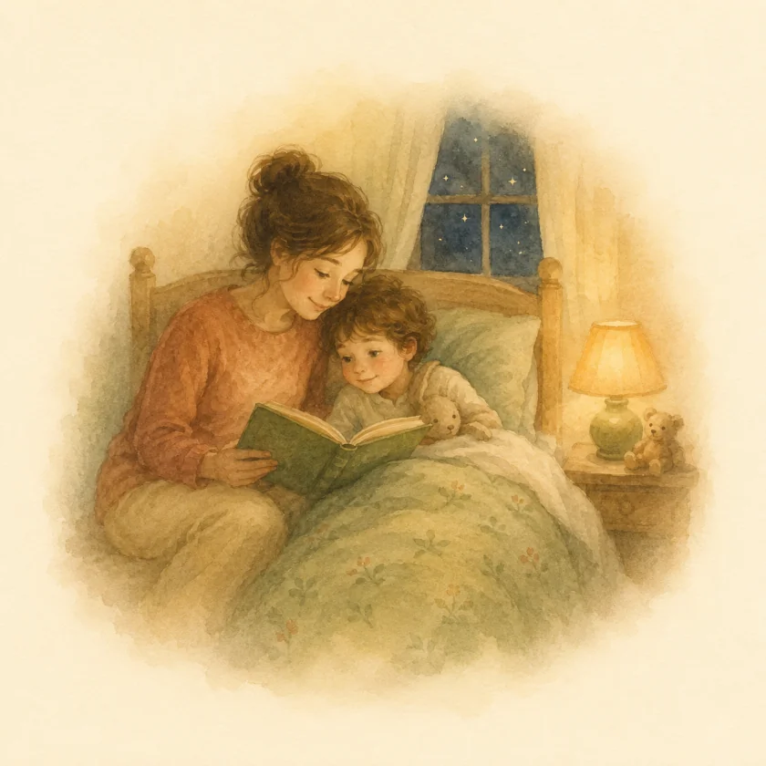 Tonight — reading the new book together at bedtime